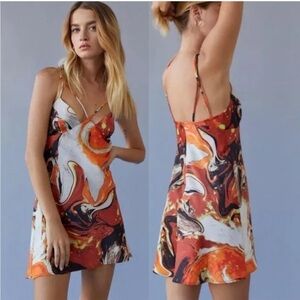 NWT Urban Outfitters Pretty Please Marble Lava Cutout Mini Dress